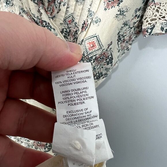 Lucky Brand Ivory Mini Dress W/ Blue & Red Pattern - Picture 8 of 8